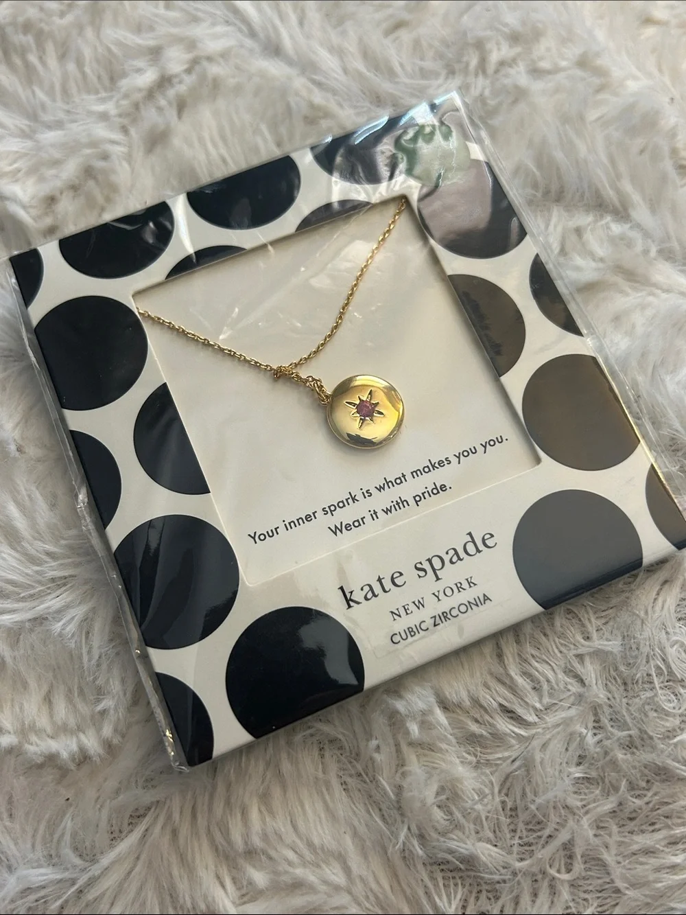 NWT $68 kate spade The Color Spark Collection Pink Peace Medallion Necklace